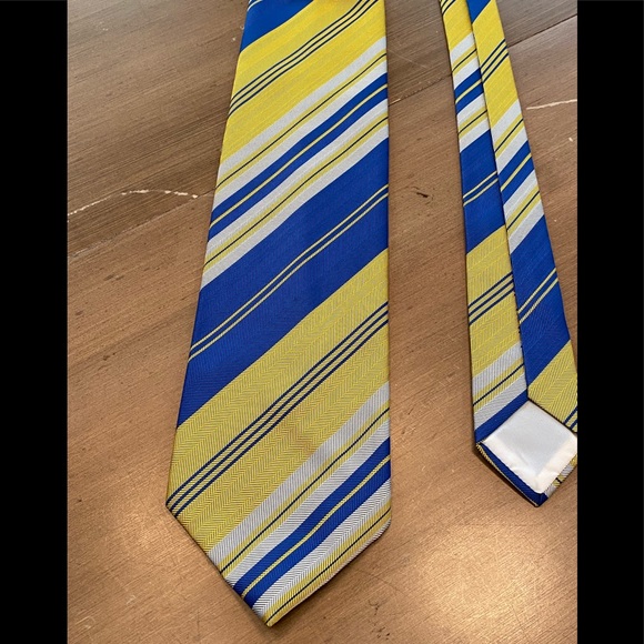 Vintage Wide Tie in Yellow and Blue - Picture 4 of 5